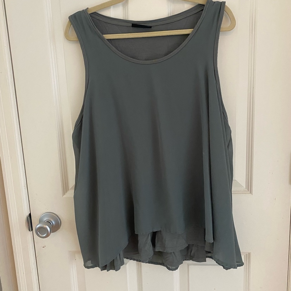 Army green tank top with pleated back